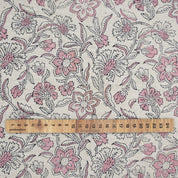 Handmade Boho Floral Fabric in Pink on Linen Blend  - Jarul Design