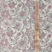 Handmade Boho Floral Fabric in Pink on Linen Blend  - Jarul Design