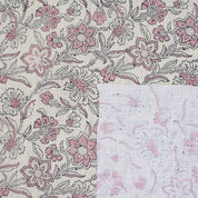 Handmade Boho Floral Fabric in Pink on Linen Blend  - Jarul Design
