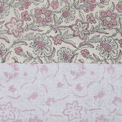 Handmade Boho Floral Fabric in Pink on Linen Blend  - Jarul Design