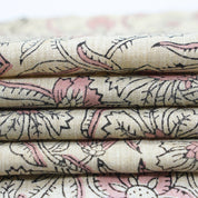 Handmade Boho Floral Fabric in Pink on Linen Blend  - Jarul Design