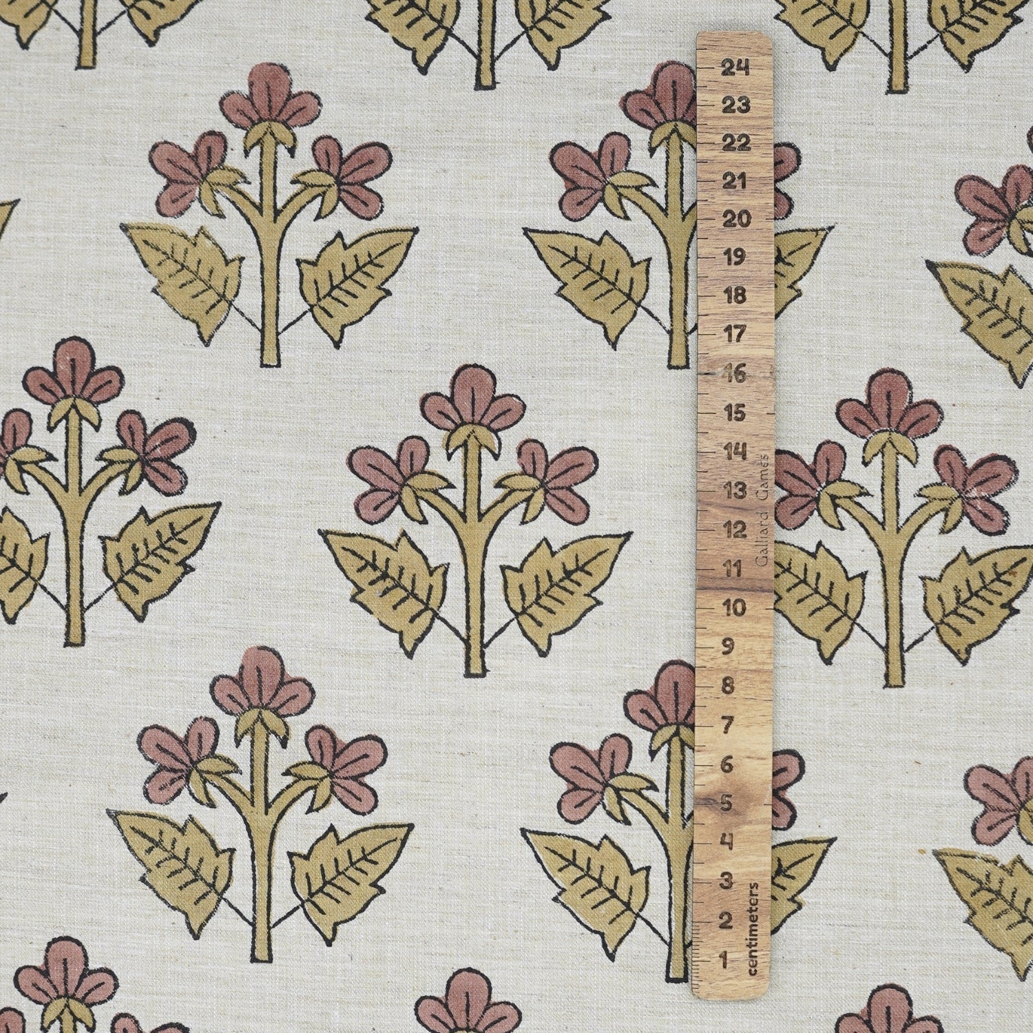 Handblock Printed Boho Style Pink Floral Linen Blend Fabric – Chahat Print