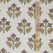 Handblock Printed Boho Style Pink Floral Linen Blend Fabric – Chahat Print