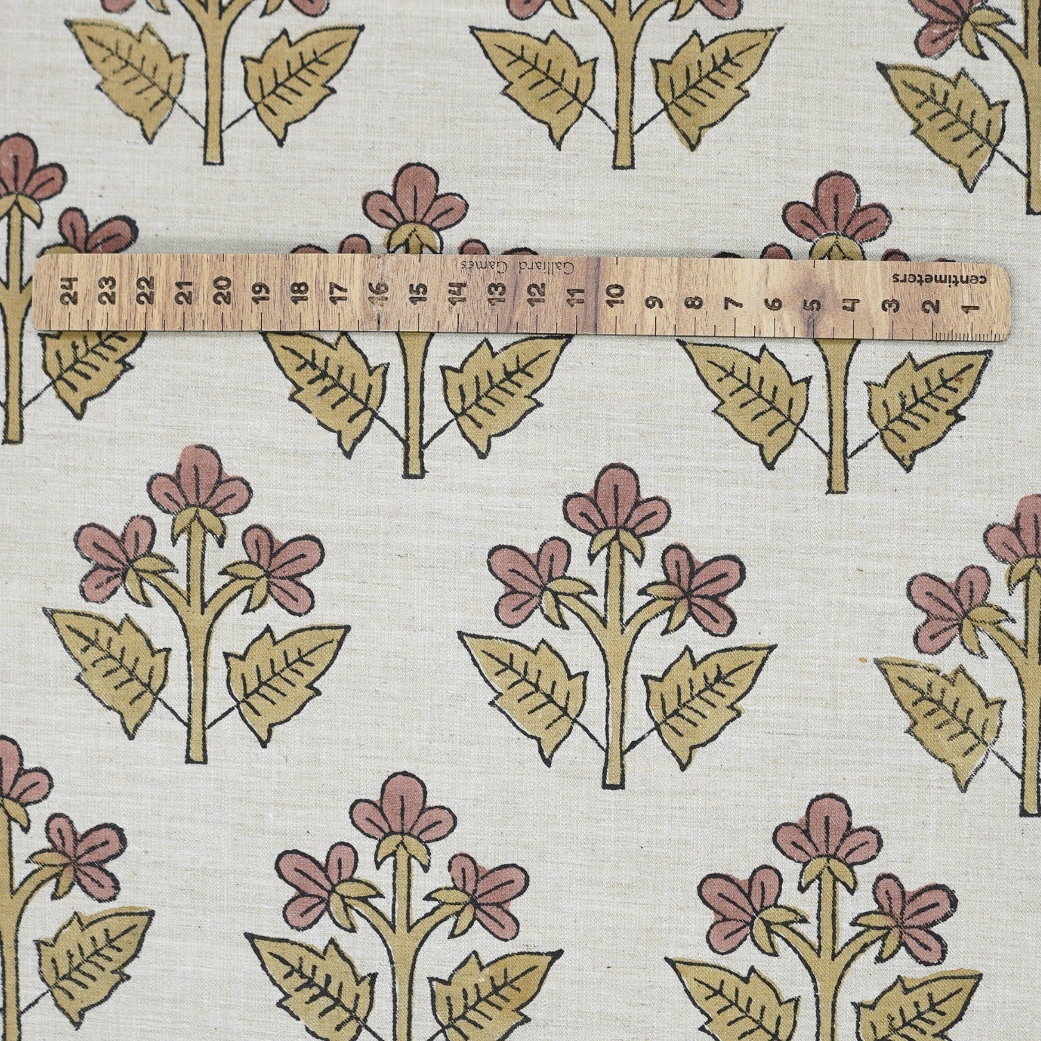 Handblock Printed Boho Style Pink Floral Linen Blend Fabric – Chahat Print