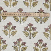 Handblock Printed Boho Style Pink Floral Linen Blend Fabric – Chahat Print