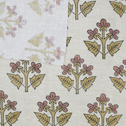 Handblock Printed Boho Style Pink Floral Linen Blend Fabric – Chahat Print