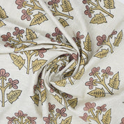Handblock Printed Boho Style Pink Floral Linen Blend Fabric – Chahat Print