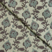 FLORAL BLOCK PRINT CURTAIN BEDDING CUSHION AND TABLE LINEN HANDMADE ART FABRIC - MADHUBALA