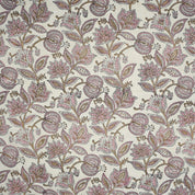 Handmade Indian Block Printed  Pink Floral Linen Blend Fabric – Custard Apple