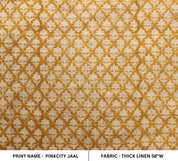 Block Print Linen Fabric, Pinkcity Jaal  Flower  Natural Colors Block Printing Art Linen Fabric, 100% Flax Linen, Upholstery Fabric By The Yard,