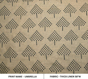 Block Print Linen Fabric, Umbrella  Block Print Handloom Linen Fabric Heavy Linen Fabric,Upholstery Fabric, Pillow Cover Fabric, Thick Fabric Natural Linen