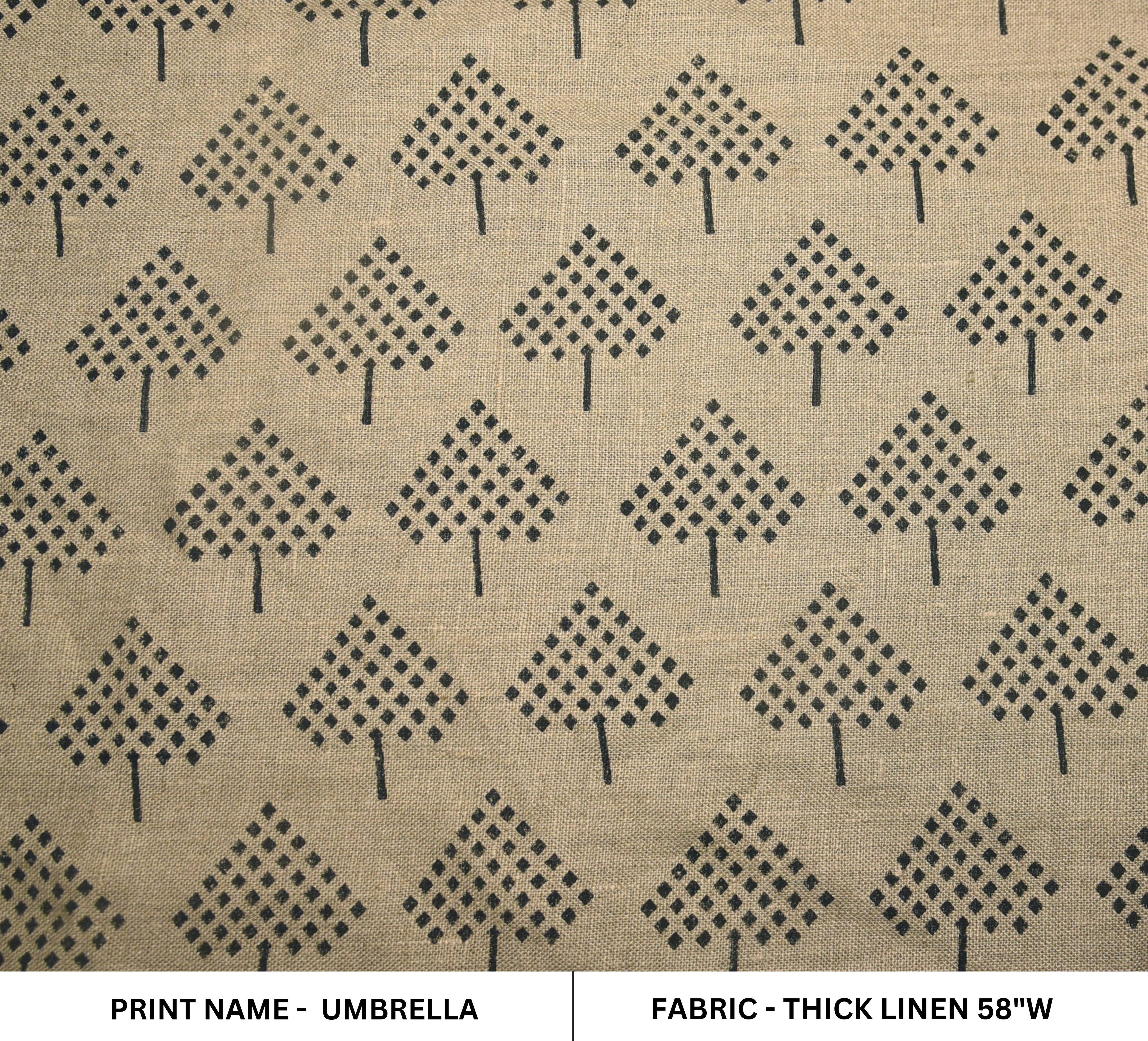 Block Print Linen Fabric, Umbrella  Block Print Handloom Linen Fabric Heavy Linen Fabric,Upholstery Fabric, Pillow Cover Fabric, Thick Fabric Natural Linen