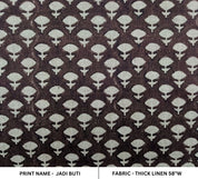 Jadi Buti Upholstery Block Print Linen Floral Fabric, Sofa Chair Upholstery, Outdoor Farmhouse Fabric, Modern Home Decor
