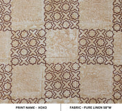 Block Print Linen Fabric, Xoxo Brown Block Print Fabric, Hand Blocked Upholstery Fabric, Linen Print Fabric Pillow Covers, Indian Handloom Linen Fabric