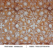 Block Print Linen Fabric, Marmalede  Hand Block Print Floral Fabric  Natural Linen & Cotton Fabrics From India  Designer Hand Blocked Fabric