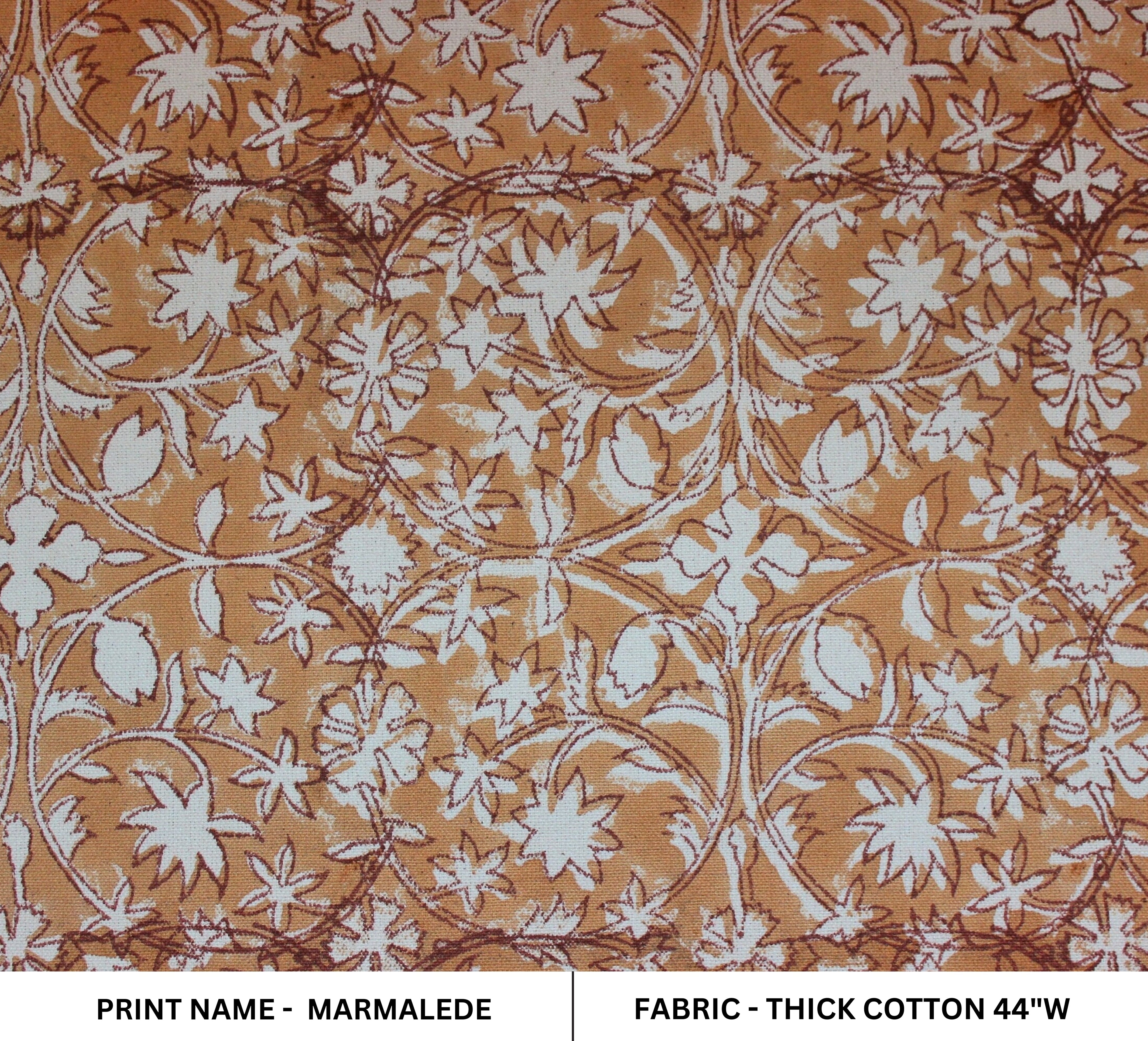 Block Print Linen Fabric, Marmalede  Hand Block Print Floral Fabric  Natural Linen & Cotton Fabrics From India  Designer Hand Blocked Fabric