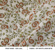 Block Print Linen Fabric, Keri Jaal Handloom Linenhandblocked,Handstamped,Handmade Block Print Fabric, Heavy Linen Block Print Trending For Gift,Home Decors