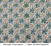 Block Print Linen Fabric, Pushp Samhita  A Blue Floral Hand Block Print Linen Fabric, Best Fabric For Cushion, Fabric For Pillow, Upholstery Fabric, Blue Home Decor