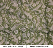 Black Forest Thick Linen Fabric Block Print Fabric In Summers  Best For Upholstery, Cushion Cover, Sofa/Chair Cover, And Other Crafts