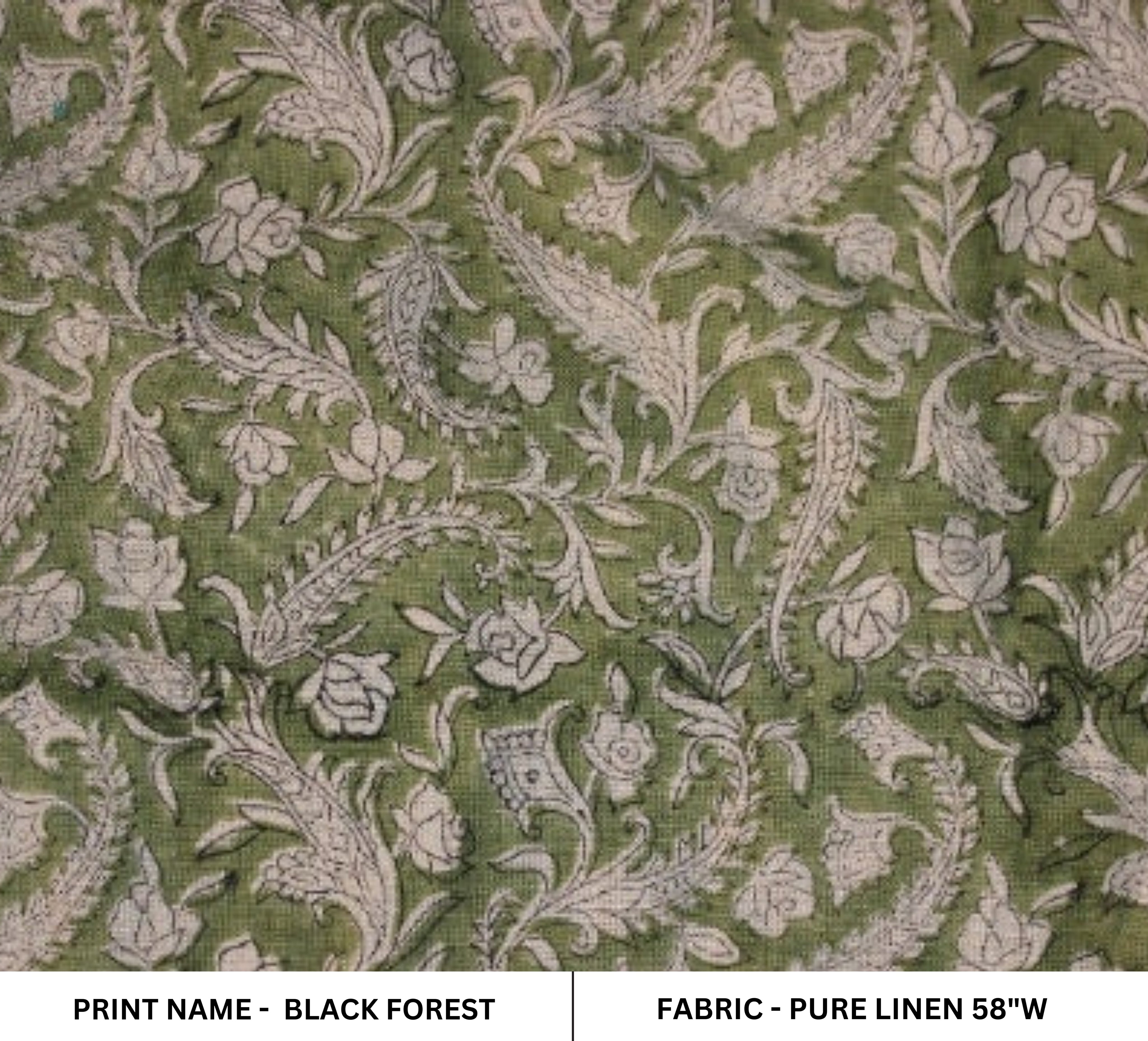 Black Forest Thick Linen Fabric Block Print Fabric In Summers  Best For Upholstery, Cushion Cover, Sofa/Chair Cover, And Other Crafts