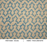 Block Print Linen Fabric, Zig Zag  Block Print Handloom Linen Fabric Linen Fabric Flower Light Tan Colour,Home Decor, Upholstery Fabric,Pillow Cover, Table Cloth