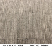 Black Leheriya  100% Flax Linen With Block Print  Handmade Wood Blocked Printing  Indian Fabrics By The Yard  Upholstery & Pillow Decors