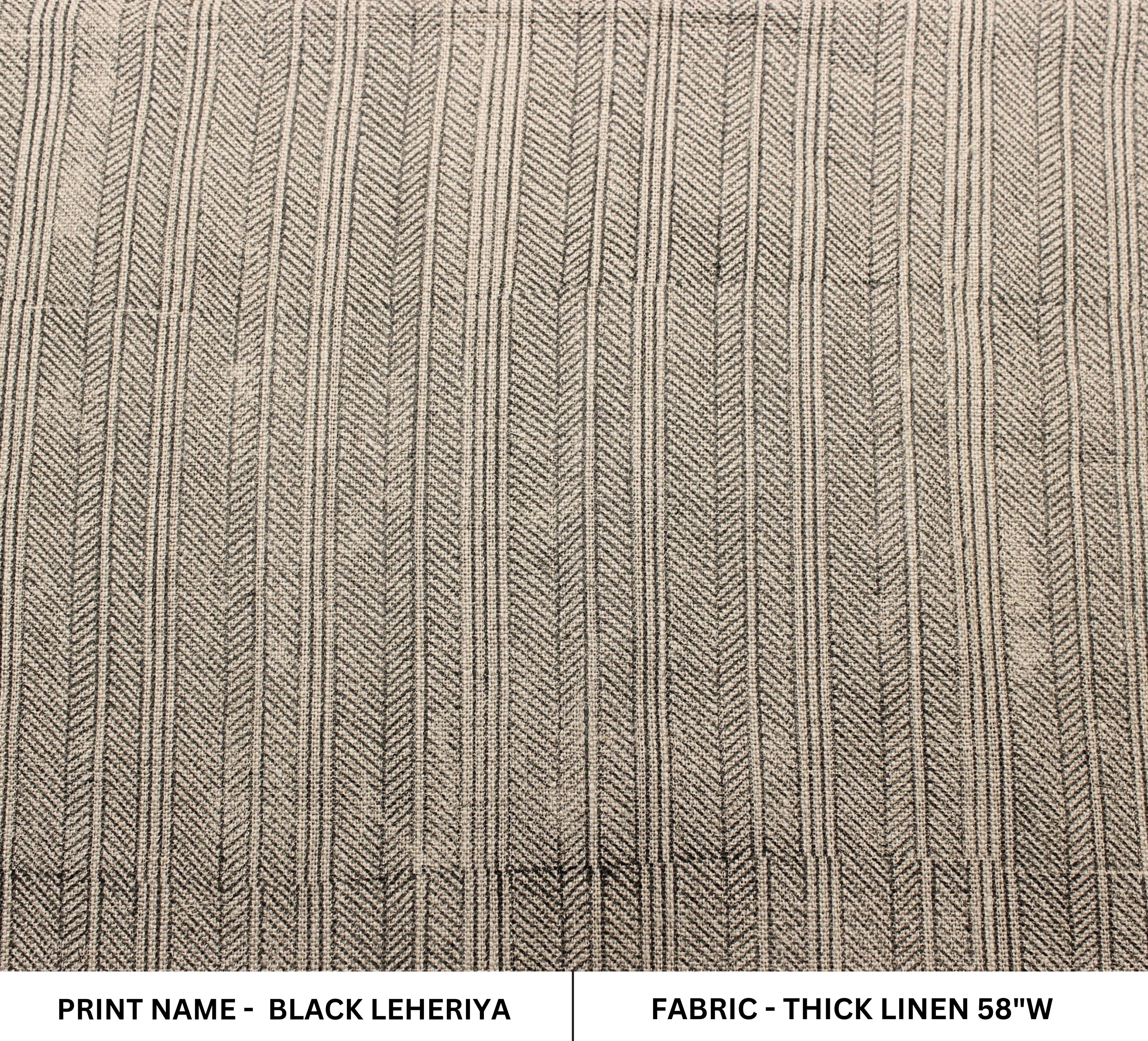 Black Leheriya  100% Flax Linen With Block Print  Handmade Wood Blocked Printing  Indian Fabrics By The Yard  Upholstery & Pillow Decors