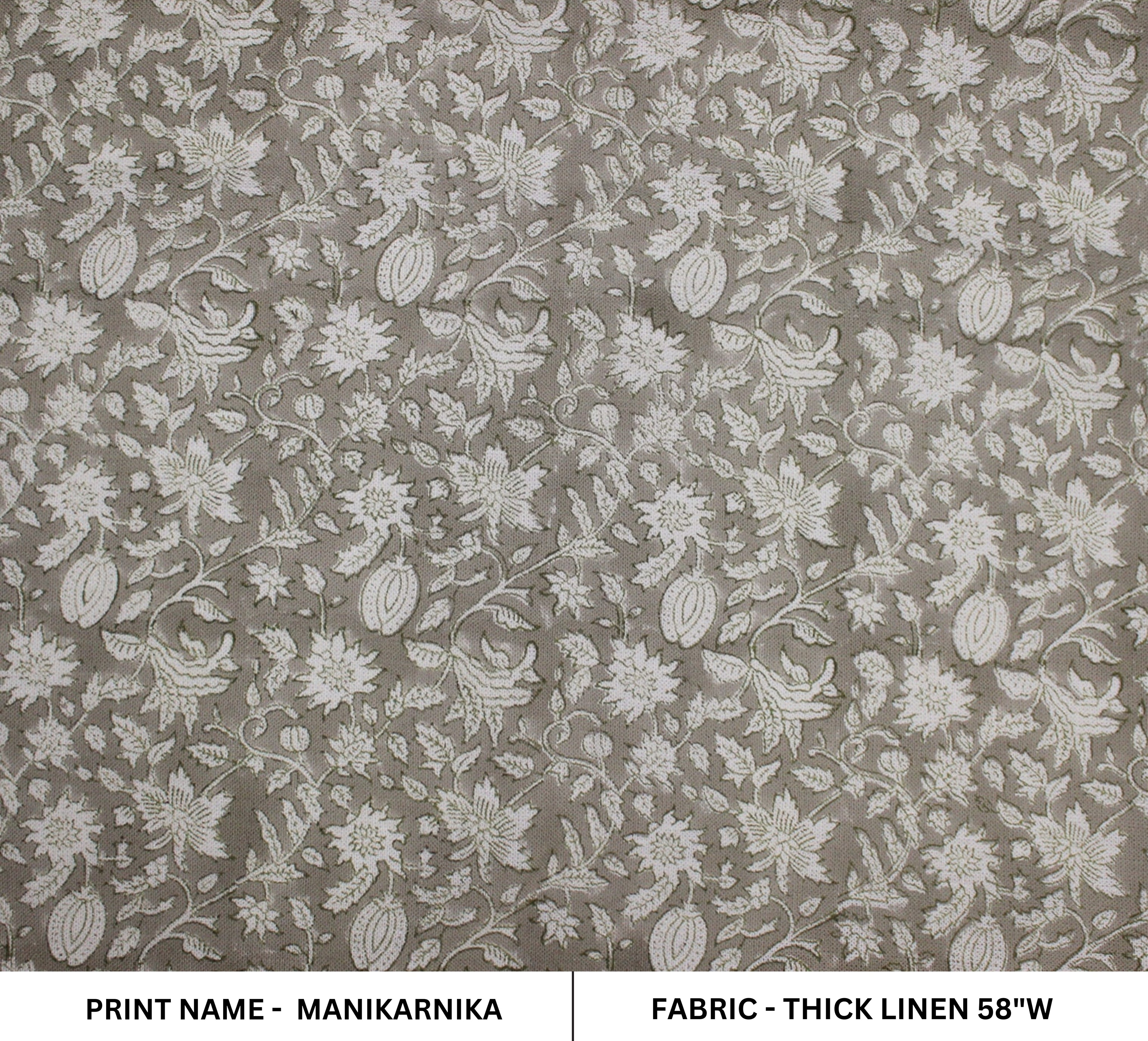 Block Print Linen Fabric, Manikarnika   Thick Handloom Linen, New Popular Indian Block Print For Pillow Cases, Curtain, Upholstery And Interior Decors
