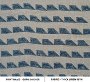 Guru Shikher Fabric  Indian Handloom, Natural Heavy Geometric Fabric, Block Print Linen, Pillow Covers, Upholstery