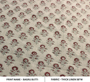 Bagru Butti  Hand Block Print Fabric  By The Yard  Floral Pattern Art  Home Decor Fabric  Linen Upholstery  Cushion Cover Fabric.