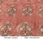 Guldasta  By The Yard Block Print Fabric For Pillow Covers, Printed Upholstery Linen Fabric, Indian Fabric, Farmhouse Decor Fabric