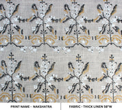 Block Print Linen Fabric, Nakshatra  Heavy Weight Flax Linen, Hand Block Print Fabric By The Yard