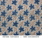 Block Print Linen Fabric, Pushp Samhita  Indian Hand Block Print Fabric, Floral Print Fabric By The Yard, Fabric For Farmhouse Pillow Covers, Designer Uphostery