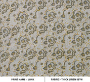 Jonk  Indian Hand Block Print Fabric By Yard, 100 % Linen Fabric For Hand Block Pillow Covers,Sewing, Crafting, Upholster