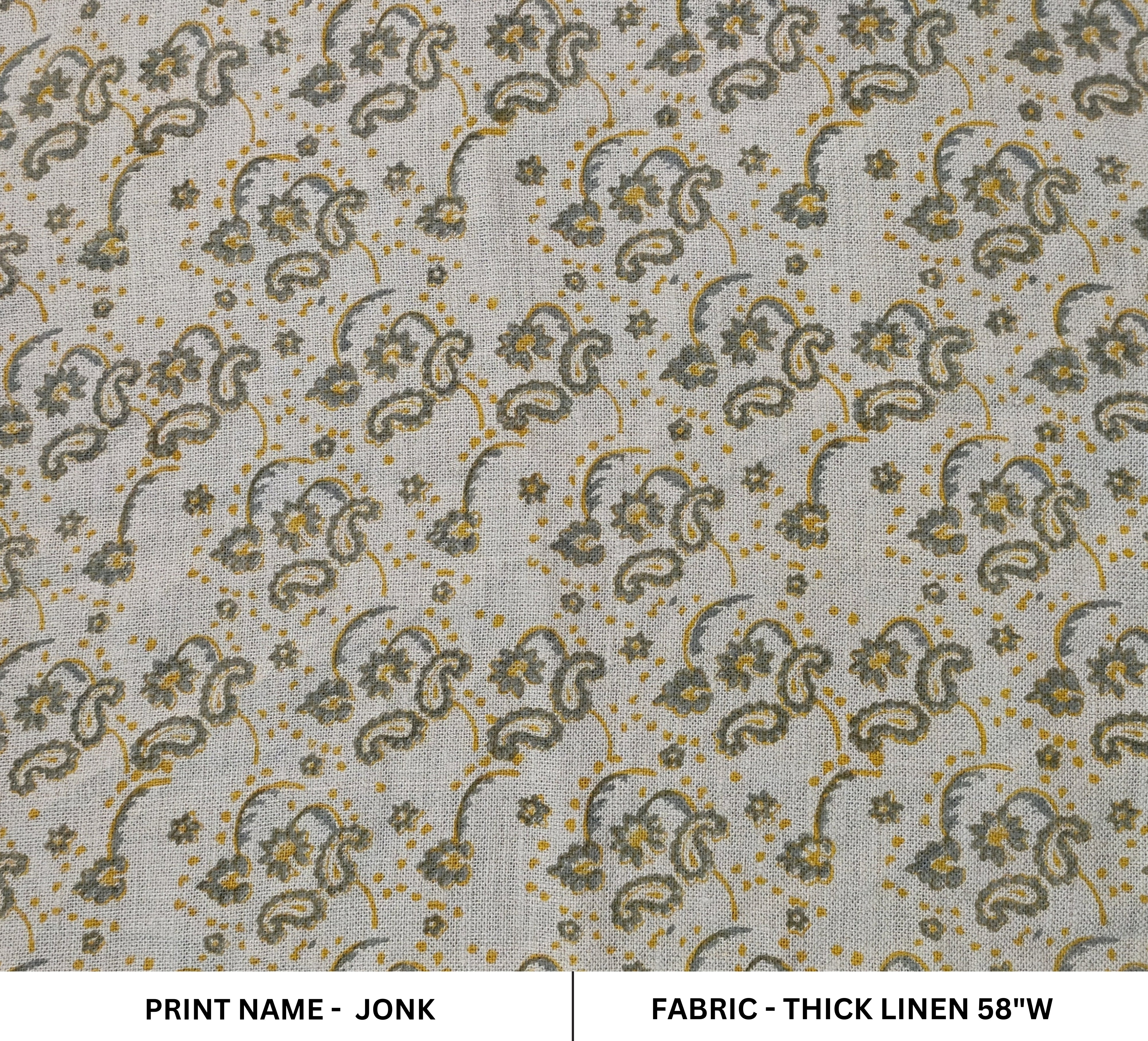 Jonk  Indian Hand Block Print Fabric By Yard, 100 % Linen Fabric For Hand Block Pillow Covers,Sewing, Crafting, Upholster