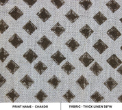 Chakor  Block Printed Pillow Cover Fabric, Hand Block Handloom Linen Fabric, Heavy Fabric, Geometric Print Fabric