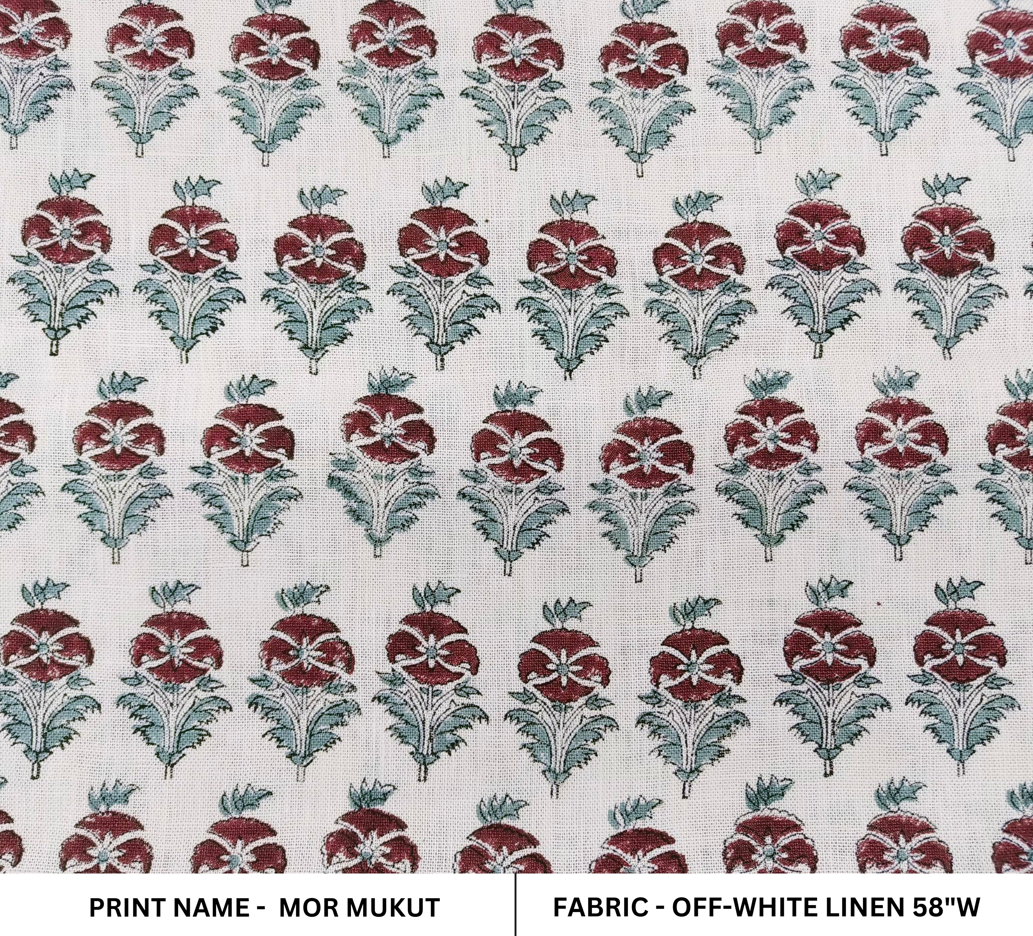 Linen Fabric, Mor Mukut, Block Print, Fabric By Yard, Indian Handloom Fabric, Home Décor