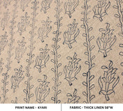 Block Print Linen Fabric, Kyari Grey Hand Made Block Print Fabric, Handblock Linen Printed Fabric By The Yard  Uses  Curtains And Pillow Covers, Upholstery