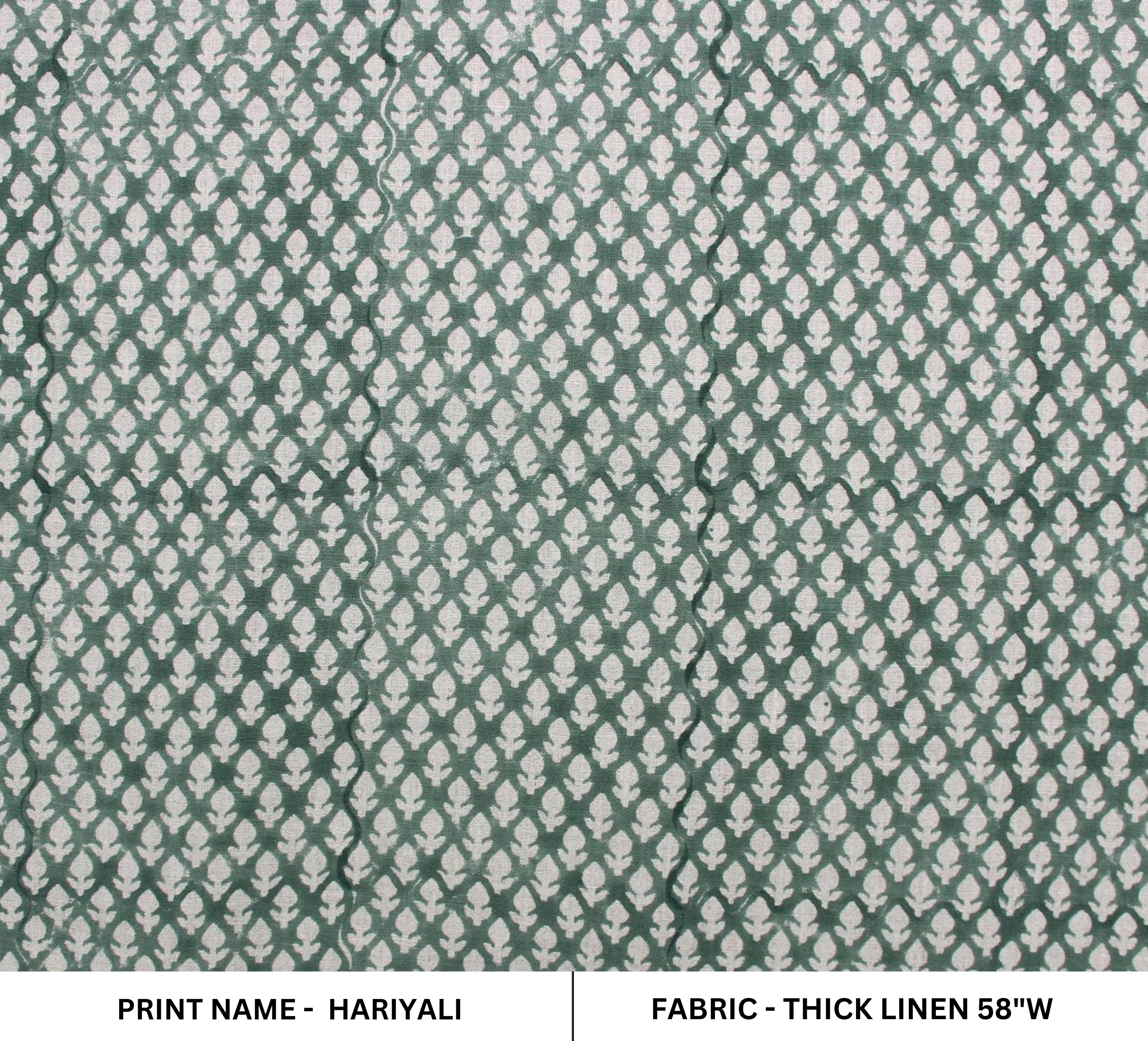 Hariyali  India Hand Block Printed Fabric  Thick Linen Fabric, Block Print By The Yard, Linen Block Print Upholstery, Hand Block Pillow