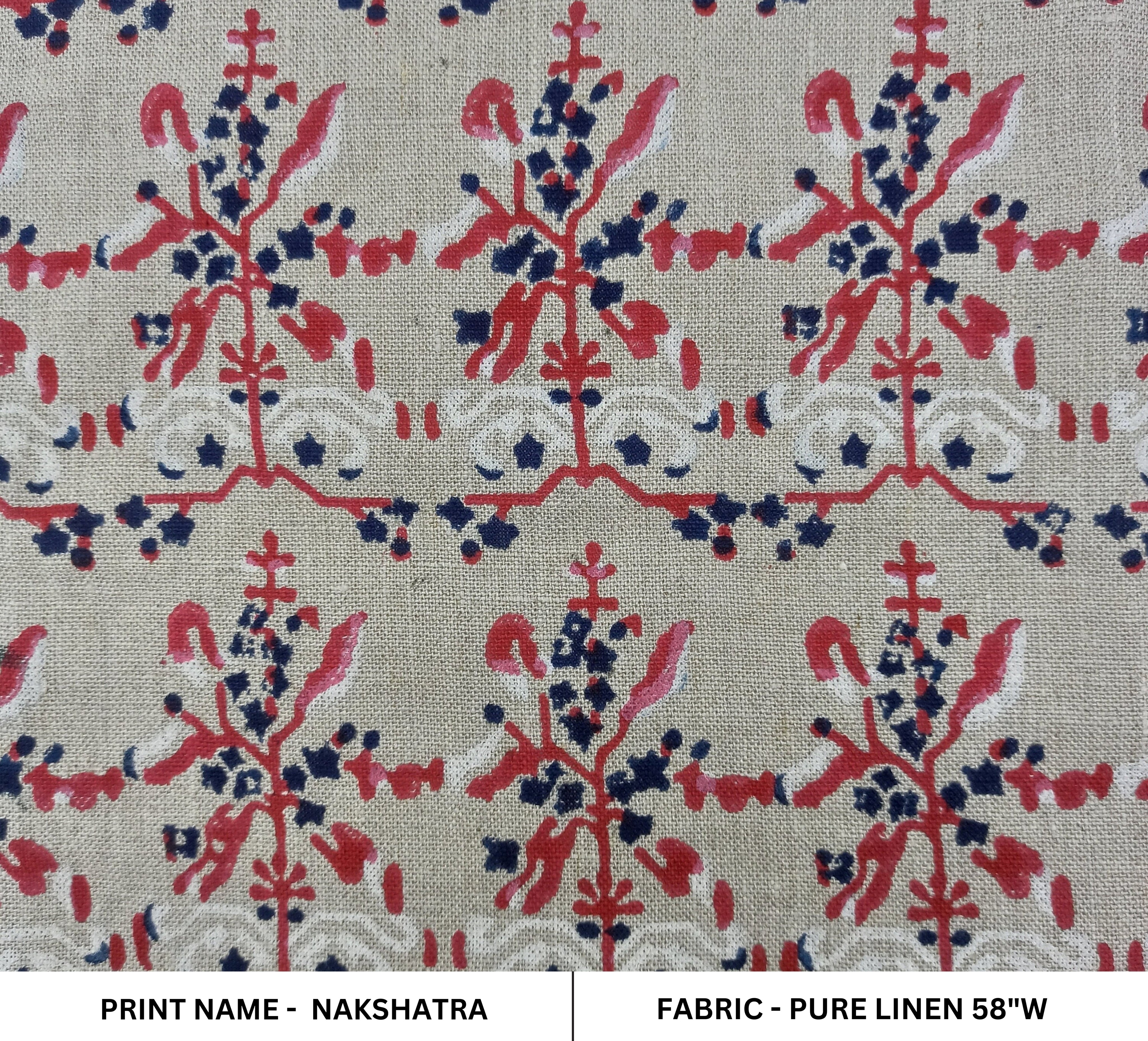 Nakshatra, Thick Linen, Hand Block Print, curtain yard, luxury fabric Linen, Sofa Cushion Fabric, printed curtains, independence day