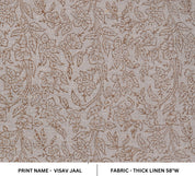 Thick linen 58" wide block print fabric, fabric by the yard, modern hand stamped, Indian Handloom Linen - Visav Jaal