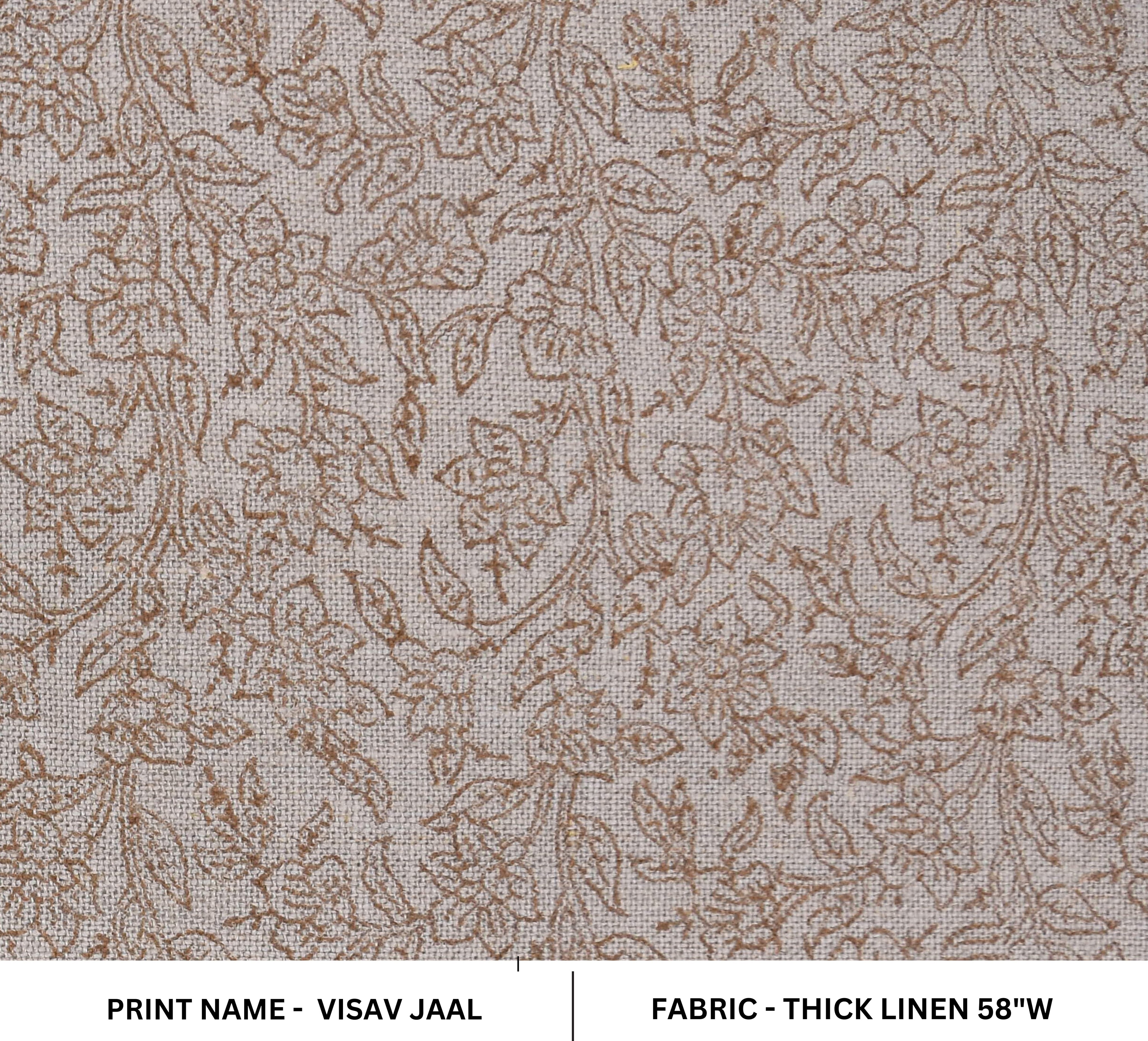 Thick linen 58" wide block print fabric, fabric by the yard, modern hand stamped, Indian Handloom Linen - Visav Jaal