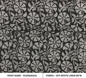 Block Print Linen Fabric, Rudraksha Fabric  Indian Hand Block, Linen Block Print Textile, Extra Wide Craft Fabric By The Yard, Floral Print Linen