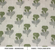 Block Print Linen Fabric, Manmohan  Pure Linen Fabric, Handmade Indian Block Print Fabric, Linen Running Fabric, Heavy Weight Handloom Fabric, Natural Linen By Yard