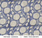 Block Print Linen Fabric, Sudarshan  Linen Block Print Block Print Fabric Linen Fabric  Heavy Weight Linen  Hand Block Fabric By The Yard  Floral Linen Fabric