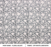 Floral Galaxy  Designer Fabric, Linen White Fabric, Block Print Fabric, Fabric By The Yard, Pillow Cover Fabric, Fabric For Upholstery