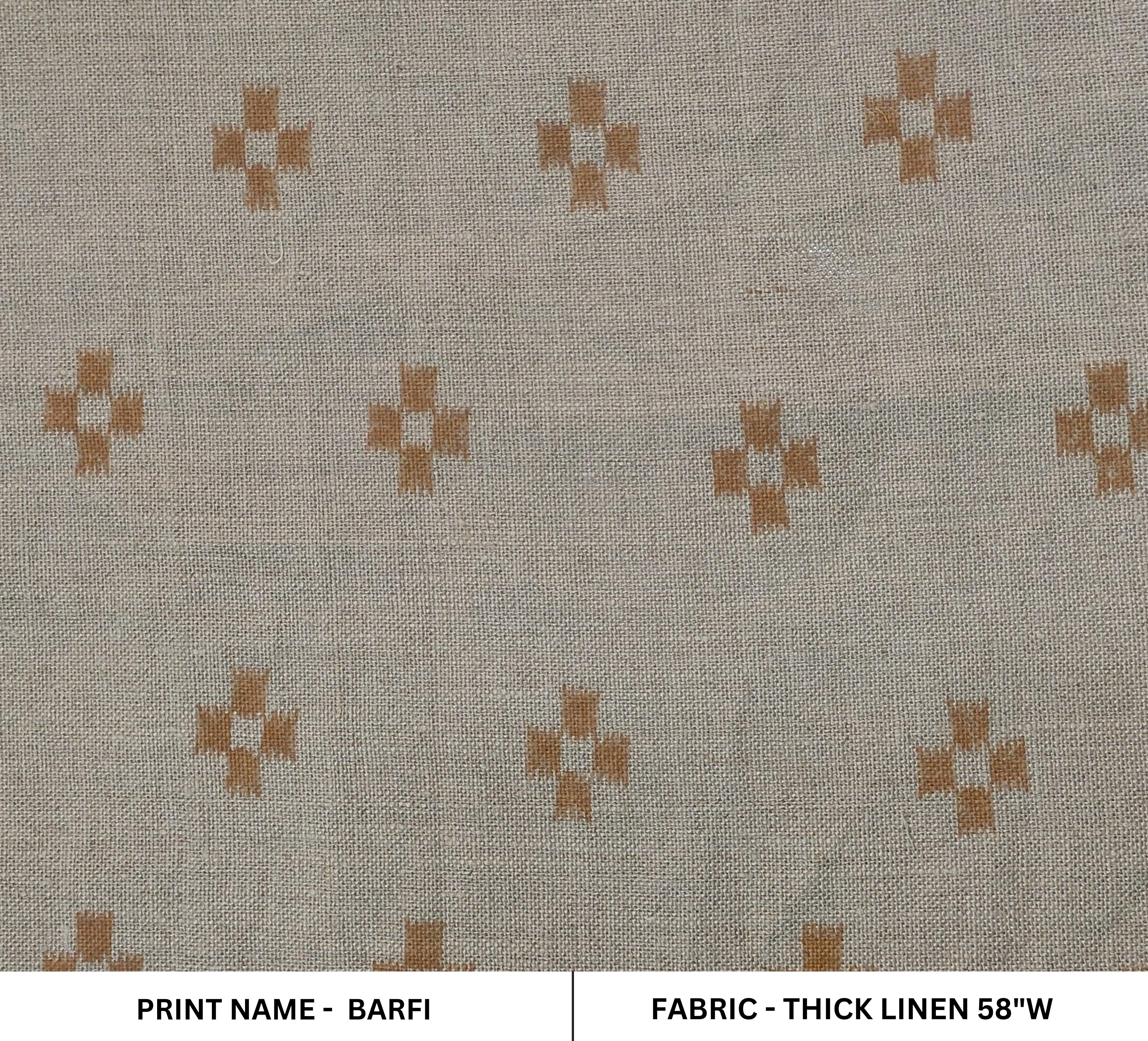 Barfi  Block Print Linen Fabric By The Yard, Grey Natural Vegetable Dye 100% Linen  Weight Fabric, Indian Fabric, Geometric Dots Print