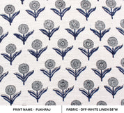 Block Print Linen Fabric, Pukhraj   Hand Block Print Linen & Cotton Fabric  For Heavy Pillow Covers And Printed Upholstery  Handmade And Sustainable Decors