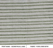 Geometrical Lines  Green Block Print Fabric, Indian Fabric, Stripe Heavy Linen Fabric, Upholstery Striped, Hand Blocked Cushion Throw