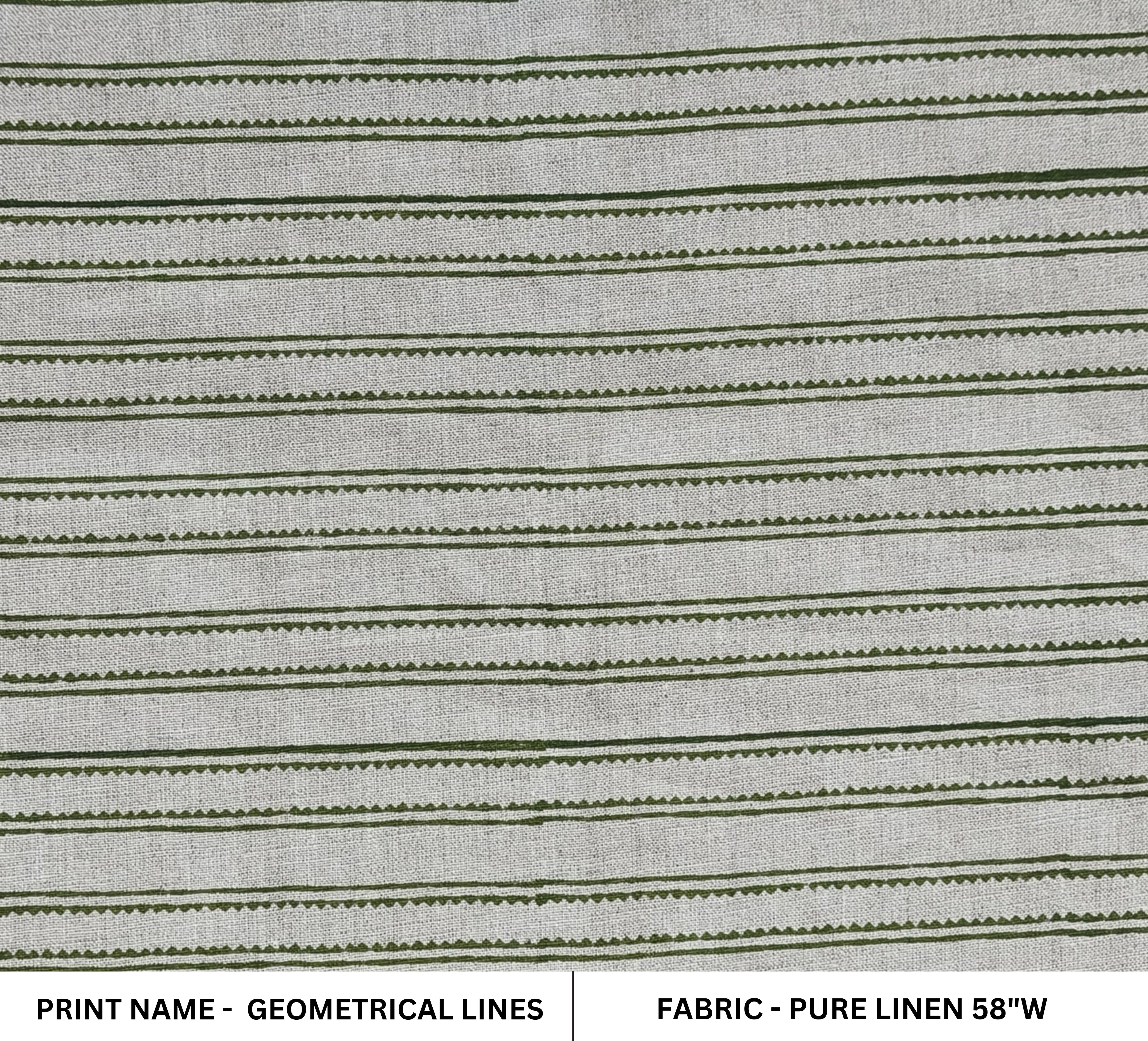 Geometrical Lines  Green Block Print Fabric, Indian Fabric, Stripe Heavy Linen Fabric, Upholstery Striped, Hand Blocked Cushion Throw